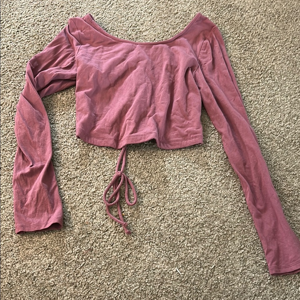 Women's Mauve Long Sleeve Crop Top